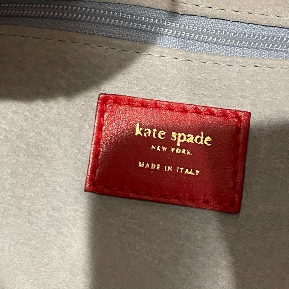 Rare The Kate Spade Wine Red Faux Leather Fold Over Clutch Made in Italy - Picture 4 of 15
